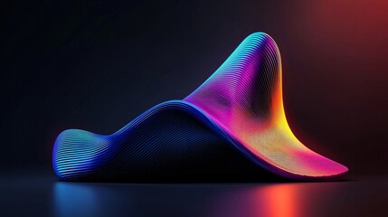 Abstract colorful chair design, dark studio