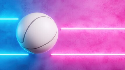 Volleyball player performing a powerful serve the ball frozen in mid air against a dynamic vibrant neon gradient backdrop  The image captures the energy motion and competitive spirit of the sport
