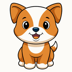 Kawaii Puppy Vector – Cute and Smiling Dog Illustration with Transparent Background