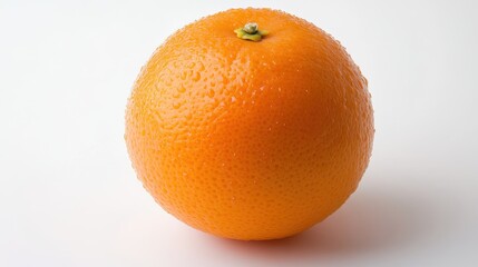Water pours on an orange on a white background. Refreshing orange. Juicy fresh orange