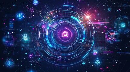 Obraz premium Futuristic Digital Network Data Communication System