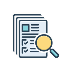 Color illustration icon for examine