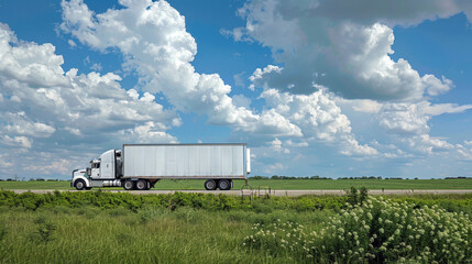 53' TRUCK ON A USA ROAD Generative AI	