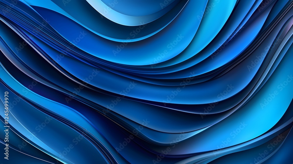 Poster mesmerizing abstract blue fluid waves dynamic digital geometric patterns and smooth flowing curves v