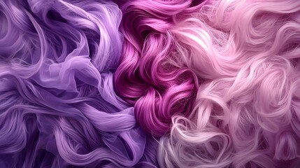 Obraz premium Mesmerizing Swirls of Vibrant Purple and Pink Curly Hair Creating an Abstract Background with a Captivating Enchanting and Ethereal Aesthetic