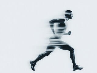 Fototapeta premium Dynamic Urban Athletic Imagery High-Performance Running Silhouette in Motion, Sleek Sportswear and Footwear - Modern Fitness Marketing and Motivation Content for Active Lifestyle Branding