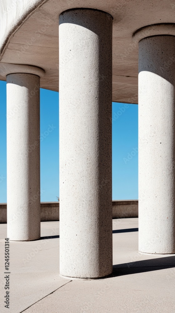 Fototapete modern minimalism in civic architecture textured concrete columns of government building - instituti
