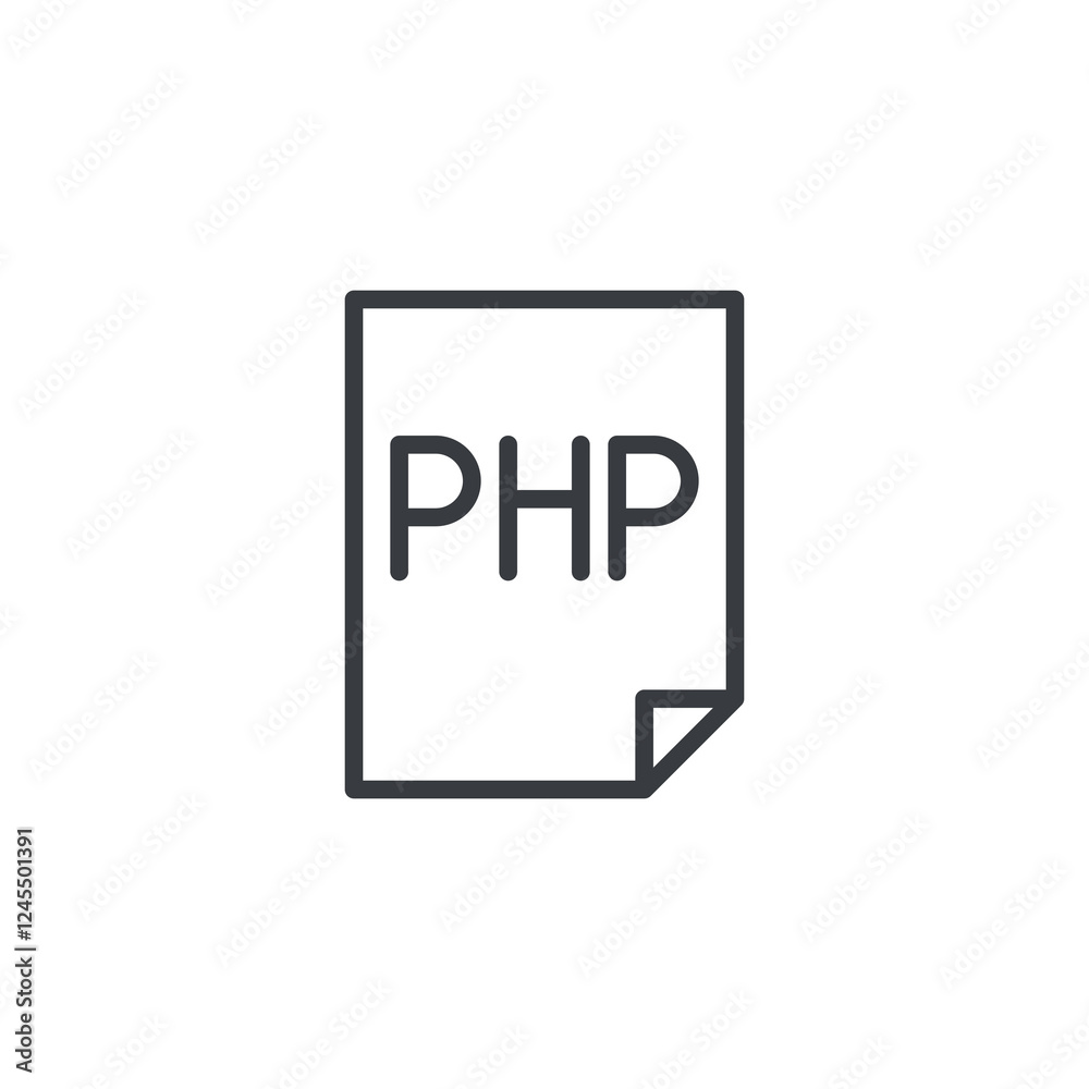 Aufkleber php script line icon