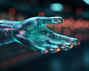 Futuristic AR Gaming Glove Holographic Display with Metallic Textures - Revolutionizing Competitive Esports Arenas and Immersive Digital Experiences