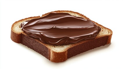 Obraz premium Chocolate spread on toast, white background, food photography, recipe
