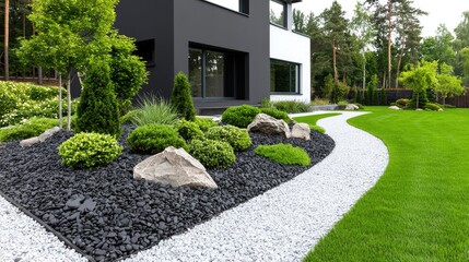 Obraz premium Modern house garden path landscaping design (1)