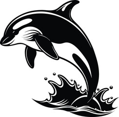 Beautiful Dolphin Jumping in the Sea vector art illustration 