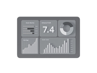Transparent 3D Stock Market Analysis Chart with Trade Dashboard and Financial Growth Data.