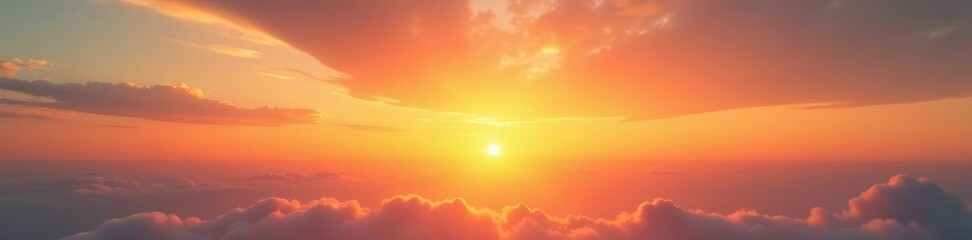 Obraz premium Thin wispy clouds scattered against a brightening orange sky, sky, nature, peaceful