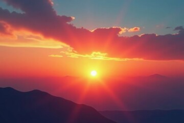 Obraz premium the sun casts a warm glow on the wispy cirrus clouds at dusk, , sunsets, sunrise and sunset