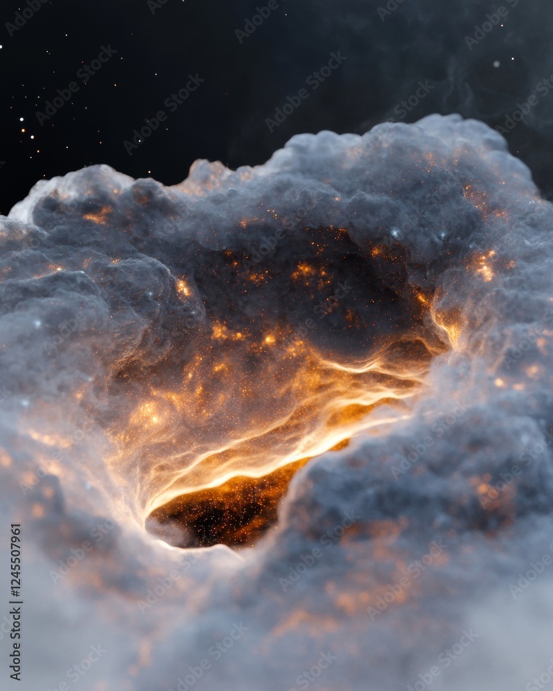 Aufkleber ethereal cosmic visualization modern galaxy nebula with stellar clusters and dust patterns - astrono