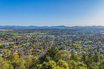 The city of Tamworth, famous for folk music festivals, sprawls below Oxley scenic lookout with the...