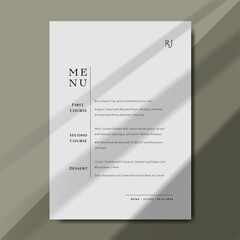 Wedding Menu Template features a minimalist and modern design, perfect for an elegant dinner menu at stylish receptions. The template size is 5" x 7", making it an ideal choice for  wedding decor