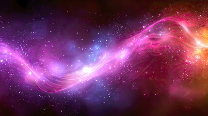 Obraz premium Cosmic Dreamscape: Abstract Galaxy Art, Vibrant Pink, Purple, and Red Glowing Nebula Waves, Magical Night Sky Background