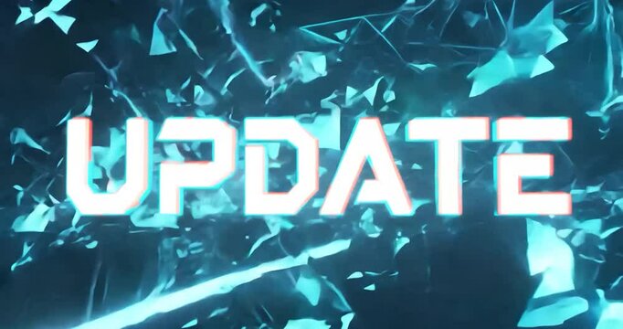 Futuristic Update Concept with Shattered Glass and Digital Glitch Effects

