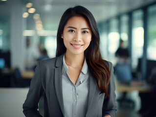 Portrait Attractive Asian young confident business woman in business professional working office