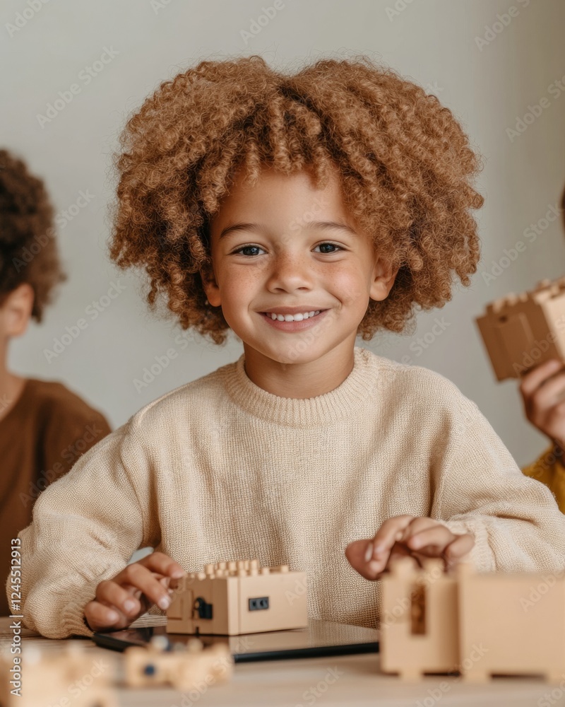 Poster minimalist stem workshop diverse youth assembling wooden robotics kits - educational technology and 