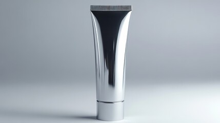 chrome cosmetic tube with dispenser for cream, for liquid