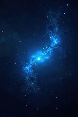 Dark space with blue hexagonal stars shining bright in the darkness, dark, night