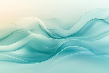 Obraz premium Abstract Teal Waves Flowing Softly Across a Pale Background