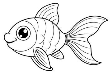 Goldfish line art vector illustration 