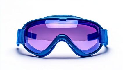 Blue snow goggles studio shot, winter sports, white background, eyewear
