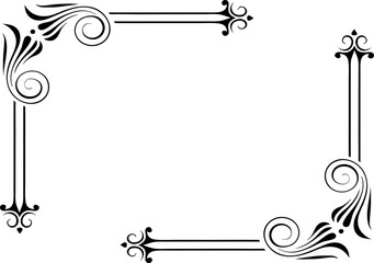 floral corner decorative ornamental curls border, royal ornaments and vintage ornament corner vector art illustration isolated on transparent png