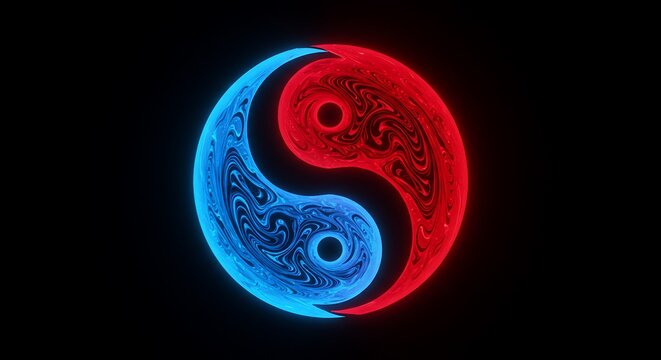 Neon Yin Yang Symbol Abstract Art Red Blue Wallpaper