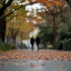 Fototapeta premium Abstract bokeh background with autumn trees in the city park.