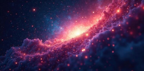 Naklejka premium Glittering cosmic particles dance in the void, nebulas, stars, galaxies