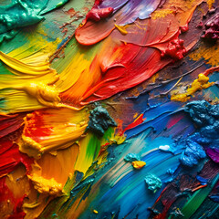 Obraz premium Abstract Colorful Oil Painting. Vibrant Impasto Texture