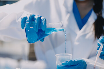 Microbiological research with a test tube and micropipette in close -up