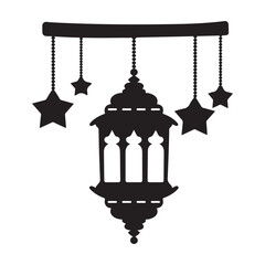 Islamic lantern vector silhouette design for Ramadan Kareem. Islamic lantern vector art on white background.