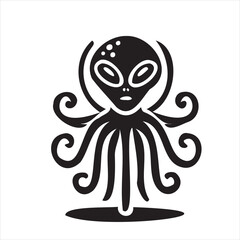 A playful alien icon with a modern and minimalistic design, featuring a unique extraterrestrial face. Perfect for sci-fi themes, gaming, technology projects, and creative branding.