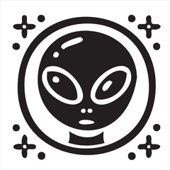 A playful alien icon with a modern and minimalistic design, featuring a unique extraterrestrial face. Perfect for sci-fi themes, gaming, technology projects, and creative branding.
