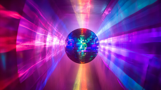 colorful disco ball  Disco Lights Club Dance Party purple Background