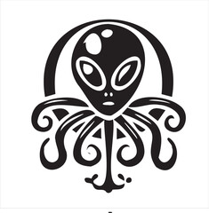 A playful alien icon with a modern and minimalistic design, featuring a unique extraterrestrial face. Perfect for sci-fi themes, gaming, technology projects, and creative branding.