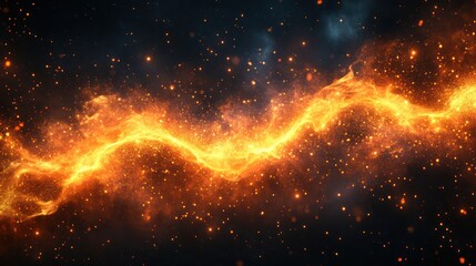 Obraz premium Fiery plasma stream, swirling orange and yellow energy, sparks.
