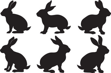 A set of hare silhouettes. vector illustration design, isolated on a white background.