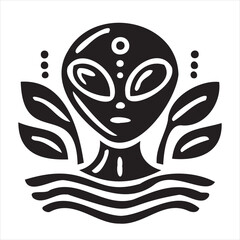 A playful alien icon with a modern and minimalistic design, featuring a unique extraterrestrial face. Perfect for sci-fi themes, gaming, technology projects, and creative branding.