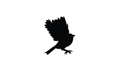 Flying African Blue Tit bird Silhouette Design  And Vector Illustration. 