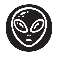 A playful alien icon with a modern and minimalistic design, featuring a unique extraterrestrial face. Perfect for sci-fi themes, gaming, technology projects, and creative branding.