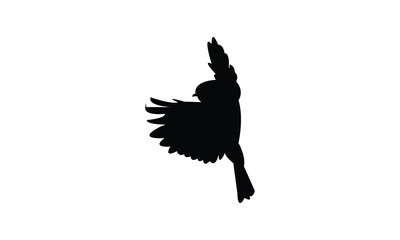 Flying African Blue Tit bird Silhouette Design  And Vector Illustration. 