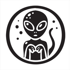 A playful alien icon with a modern and minimalistic design, featuring a unique extraterrestrial face. Perfect for sci-fi themes, gaming, technology projects, and creative branding.