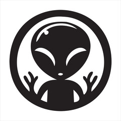 A playful alien icon with a modern and minimalistic design, featuring a unique extraterrestrial face. Perfect for sci-fi themes, gaming, technology projects, and creative branding.